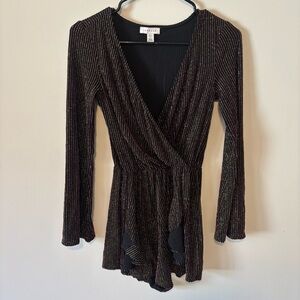 TOPSHOP Glitter Metallic Stripe Wrap Romper